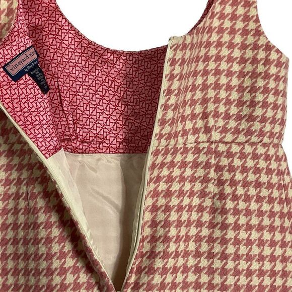 Vineyard Vines Women's Houndstooth Wool & Viscose Dress Size 6, Pink/Ivory - Picture 6 of 10